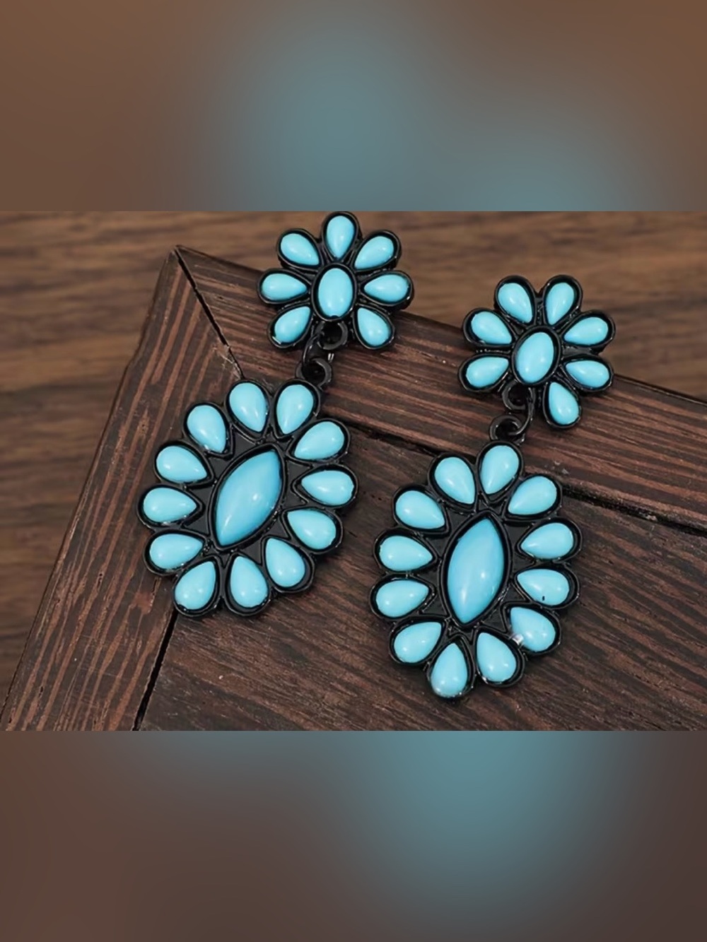 Turquoise stone Teardrop Dangle Earrings - Women Jewelry